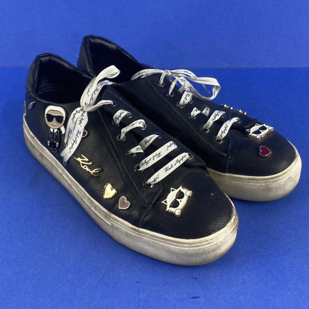 Karl Lagerfeld Black Sneakers with White Accents